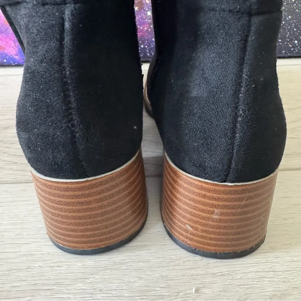 Steve Madden Luisa Black Micro Fiber Boots Girls Sz‎ 3 Big Kid Block Heel